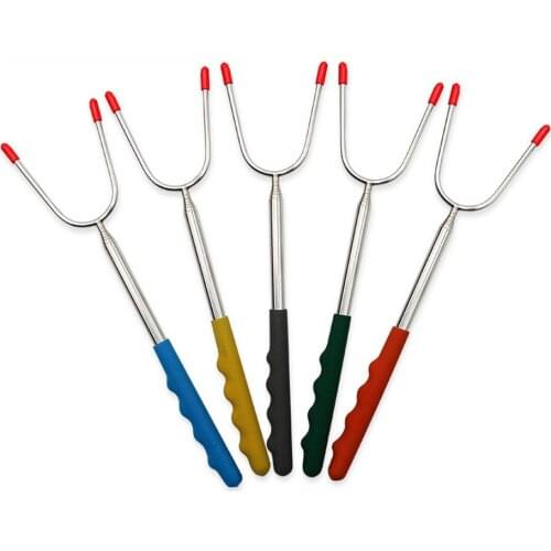 5PCS Barbecue Fork Roasting Sticks 304 Stainless Steel 45 Inches Extra Long Extendable Beach Outdoors Camping Bbq Forks