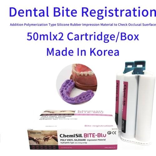 50mlx2 Cartridges Dental Bite Registration Polymerization Type Silicone Rubber Impression Material Kit Blue Korean Oral Supplies