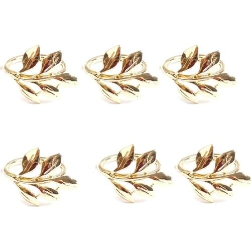 6Pcs Fall Leaves Napkin Rings Christening Metal Wedding Gifts Party