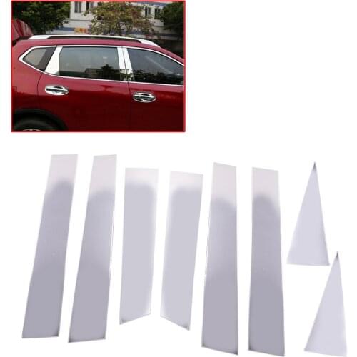 8Pcs/Set Stainless Steel Car Chrome Door Pillar Post Cover Trim Fit For Nissan Rogue 2014 2015 2016 2017 2018 2019 2020