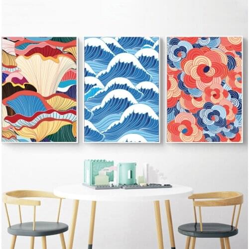 Abstract Art Colorful Sea Wave Landscape Wall Art Canvas Painting Nordic Posters And Prints Wall Pictures For Living Room Decor