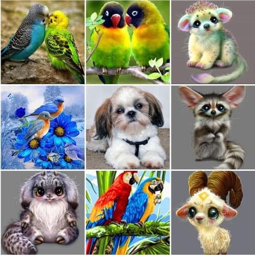 5D DIY Diamond Painting Animal Cartoon Tiger Owl Cross Stitch Full Drill Diamond Embroidery Mosaic Art Picture Rhinestones Decor