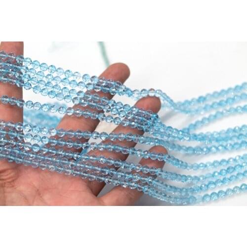 Loose beads gemstone AA Topaz sky blue 40cm round faceted 4mm for DIY jewelry making necklaceFPPJ wholesale
