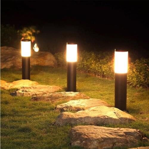 Cylindrical Solar Light Outdoor Garden Decoration Black Pillar Ground Light Landscape Lamp Solar LED Lawn Lamp for Patio Pathway
