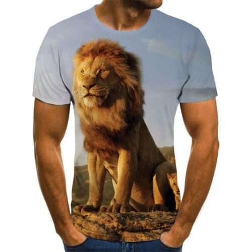 Lion Tiger Mens T-shirt 3d Printed Harajuku Tops Funny Animal Graphics T-shirt Casual Round Neck Shirt Fashion Streetwear