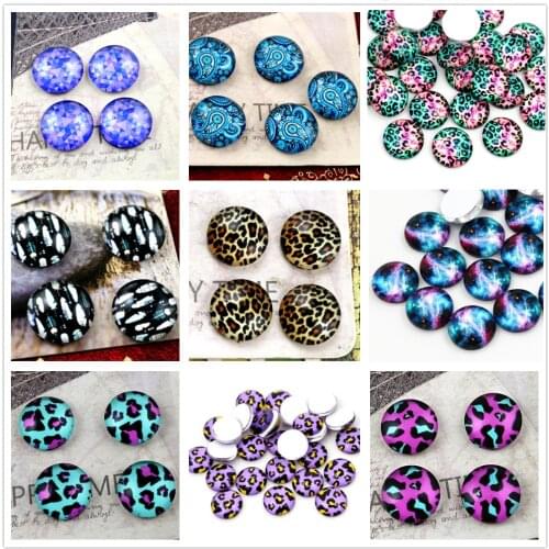 Hot Sale leopard print 9 Style 8mm 10mm 12mm Handmade Photo Glass Cabochons