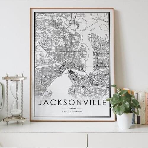 JACKSONVILLE city map Nordic Living Room Decoration Canvas Poster Modern Home Decor Art Print Painting