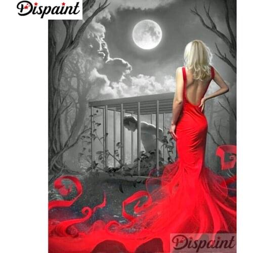 Dispaint Full Square/Round Drill 5D DIY Diamond Painting "Red woman" Embroidery Cross Stitch 3D Home Decor A10778