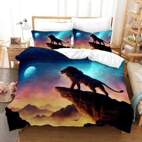 Lion Bedding Set Single Twin Full Queen King Size Animal Tag Lion Wolf Bed Set Childrens Kid Bedroom Duvetcover Sets 031