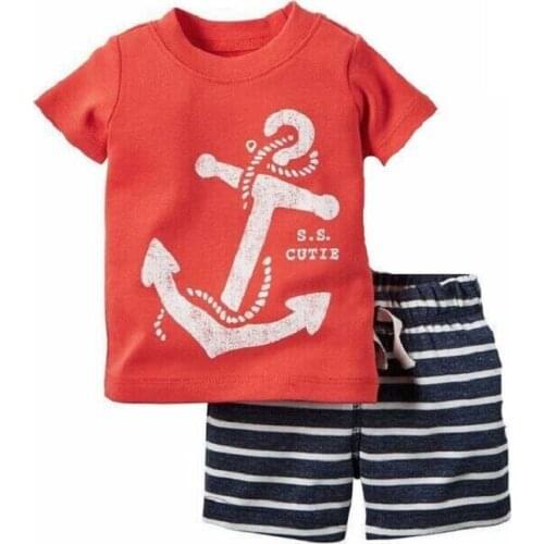 Sailor Navy Baby Clothes Set Casual Anchor Boys Summer Outfits Tee Shirts Shorts Pant 2-Pieces Suit Infant Outfits Tops 0-2 Year