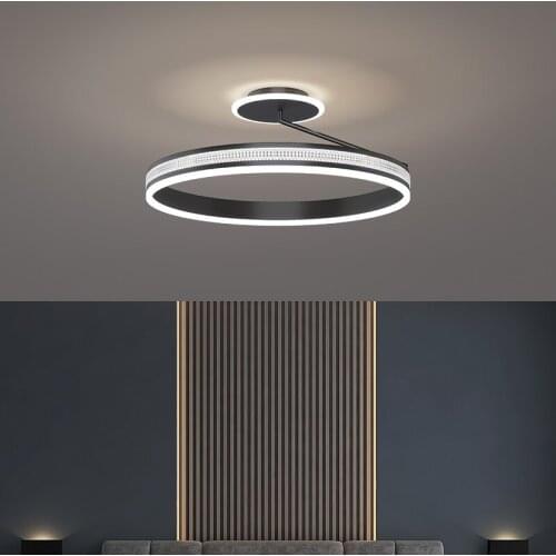 Minimalist Luxury Luster Black Gold Round LED Ceiling Chandelier for Bedroom Living Dining Room Kitchen Corridor Entrance Hall