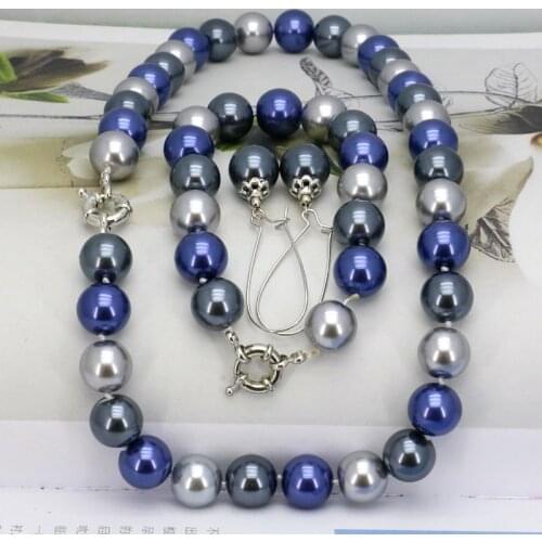 WUBIANLU Multicolor Glass Pearl Necklace Set 12mm Necklace 18"Bracelet 7.5" Earring Hot Sale Women Jewelry Design Wholesale Gift