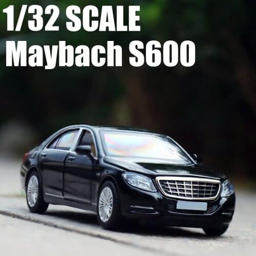 1/32 Maybach S600 Alloy Diecast Metal Car Model Simulation With Light Music Pull Back 6 Doors Can Be Opened Gifts For Kids Toy