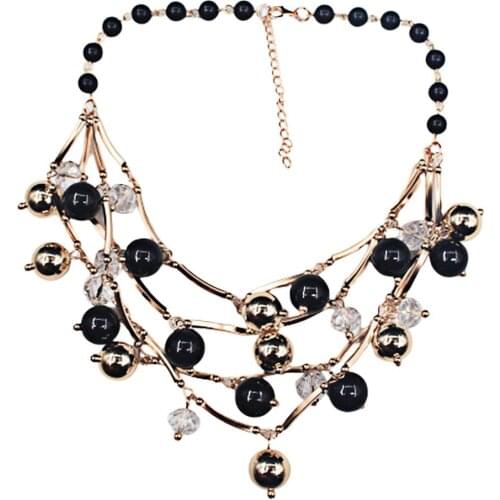 Fashion Women Necklace Faux Pearl Multilayer Chain Bib Necklace Statement Jewelry Gift For Female Party Birthday Gift