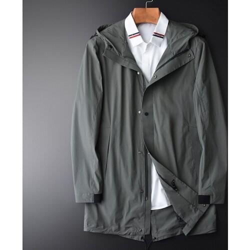 Cotton Blended Man Jackets Luxury Md-long Hooded Mens Jackets And Coats Spring Autumn Windcheater Slim Fit Men Trench 4XL