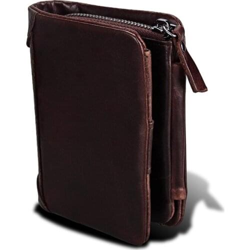 Mens Crazy horsehide wallet short RFID anti-theft mens fashion luxury zipper wallets for business clutch purse