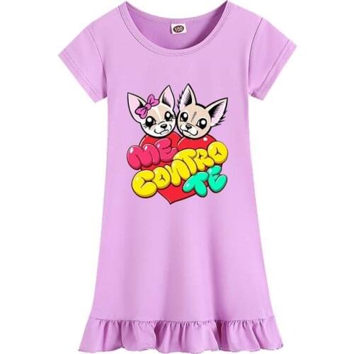 New Kids Sleepwear 2021 Game Girls Summer Dresses Ice Silk Nightgown Home Dress Children Ruffle Dress princess pajamas for girls