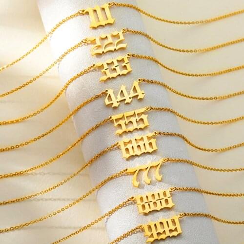 Angel Number Necklace for Women, Personalized 111 222 333 444 555 666 777 888 999 Pendant, Stainless Steel Jewelry