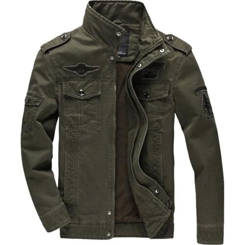 2019 Aviator Jacket Mens Fashion Cotton Jacket Military Casual Retro Coat Male Brand Quality Spring Autumn Khaki Large Size 6XL