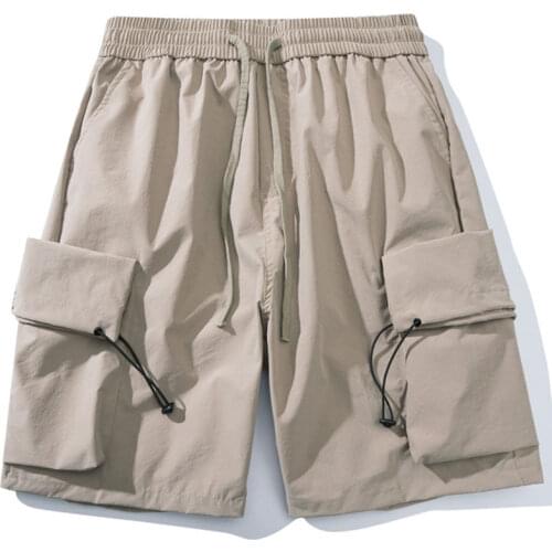 Summer Mens Cargo Shorts Casual Trend Cotton Baggy Multi Pocket Jogger Men High Street Drawstring Fitness Running Soft Shorts