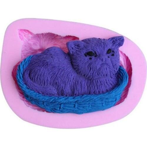 Cake Decoration DIY Tools Cat with Cat basket 3D Chocolate Liquid Silicone Molds Pastry Mould Jello Pudding Ice Cube Soap Molds