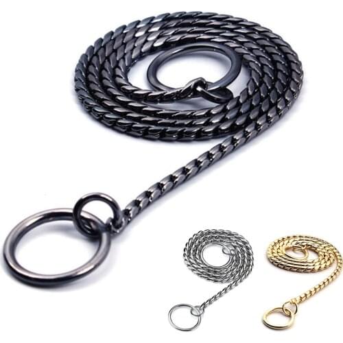 Snake Chain Dog Choke Collar Stainless Steel Puppy Pet Show Metal Slip Choker Collar Chain Training Walking for French Bulldog