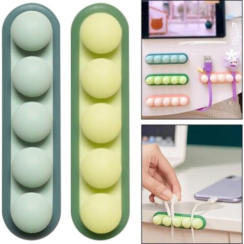 1/3 Pcs 4 Holes USB Cable Organizer Cable Wire Winder Headphone Earphone Holder Cord Silicone Clip Phone Line Desktop Management