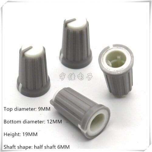 10 Piece 12×19MM half shaft plasti knob potentiometer rotary encoder volume switch knob suitable for D axis 6MM