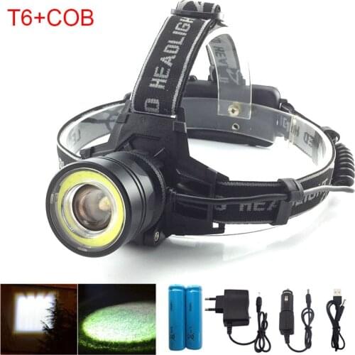 2 way High Powerful COB T6 LED Headlamp Headlight Torch Head Light lamp Lantern Front Flashlight Outdoor Camping Fishing Riding