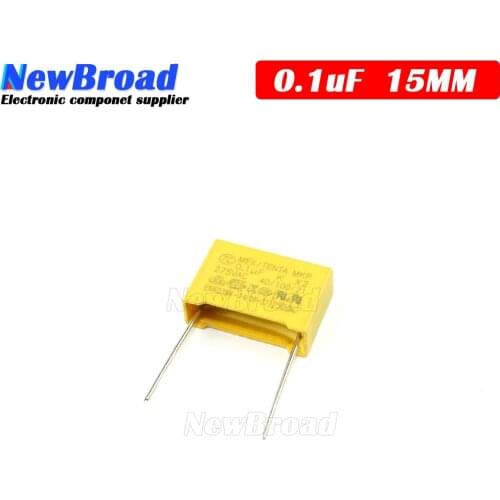 20pcs 100nF capacitor X2 capacitor 275VAC Pitch 15mm X2 Polypropylene film capacitor 275V 0.1uF