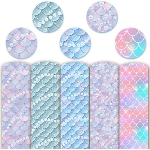 22*30cm Fish Scale Print Faux Synthetic Leather Fabric For Bows Leather Sheets Patchwork Crafts DIY Handmade Material