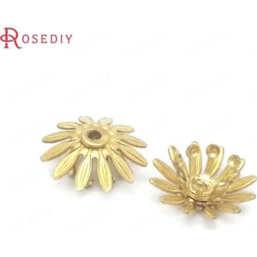 38505)30PCS 10.5MM Height 4.5MM Not plated color Brass 3D Multi-layer Flower Jewelry Making Supplies Diy Findings Accessories