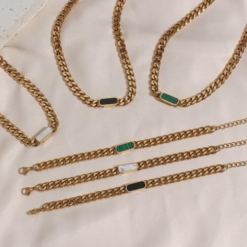 2021 Stainless Steel Gold Plated Waterwave Punk Metal Chain Waterproof Tarnish Free Bracelet Necklace For Women And Men