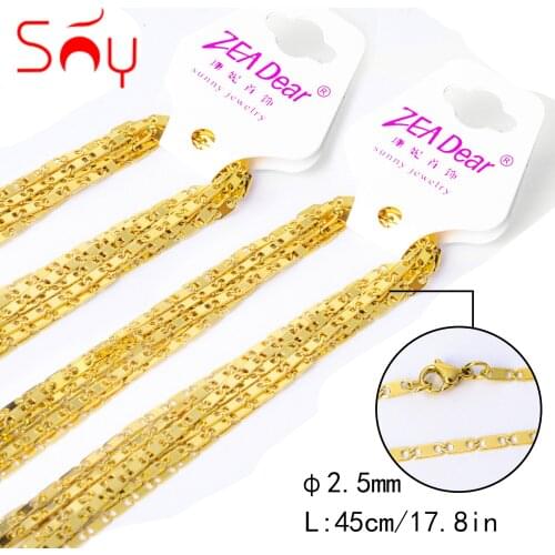 Sunny Jewelry 10pcs 45cm Gold Stainless Steel Necklaces Link Chain In Bulk for Women Man Classic Trendy For Daily Wear Gift