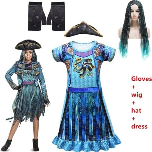 Halloween Costumes for Kids Fancy Party girl dresses mal descendants 3 Uma Ursula Cosplay Fantasia costumes kids Nightdress