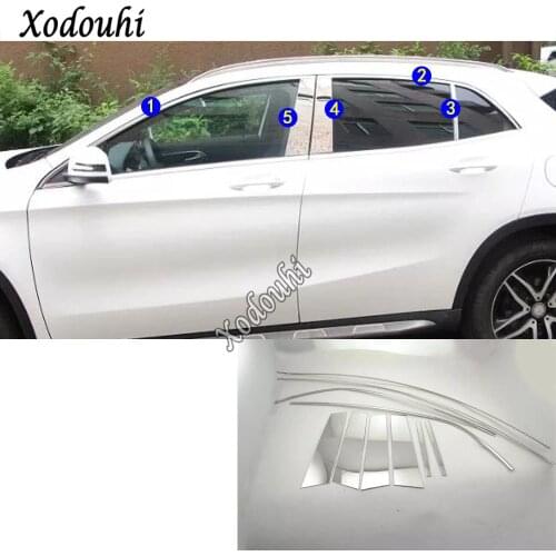 For Mercedes Benz GLA 2015 2016 2017 2018 2019 Car Stainless Steel Garnish Pillar Window Middle Strip Trim Frame Lamp Parts