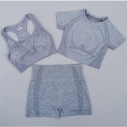 Vital Seamless Yoga Set Women Gym Workout Clothes Sports Bra Short Sleeve Fitness Crop Top High Waist Shorts Sports Suits