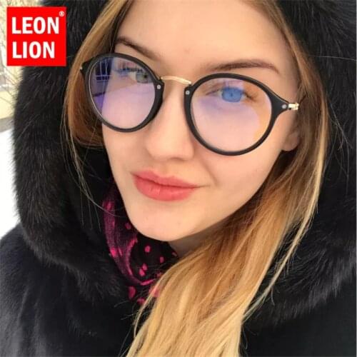 LEONLION Blue Light Glasses Frame Computer Glasses Spectacles Round Transparent Women Eyeglasses Frame 2021 Optical Frames Clear
