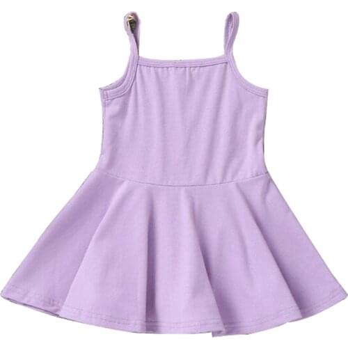 Citgeett Summer Solid Kids Bbay Girls Sleeveless Dress Strap Casual Sundress Clothes 1-6years