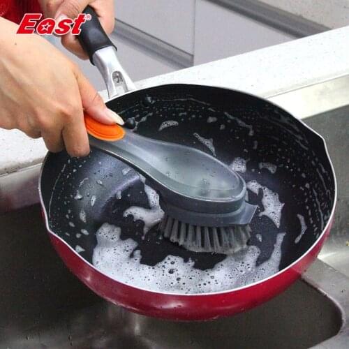 East Multifunctional Household Cleaning Brush Pan Pot Washing Dish Bowl Kitchen Cleaning Brush With Refill Liquid Soap Dispenser
