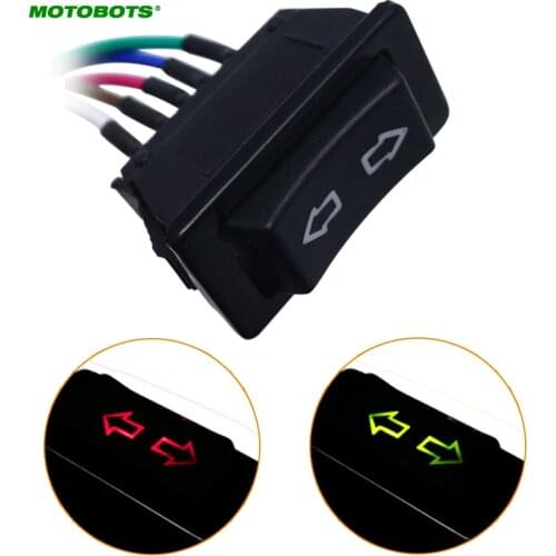 MOTOBOTS 1PC 5Pin 20A 24V/12V Window Switch Button With Red/Green LED Light Wire Adapter for Universal All Autos #AM4538