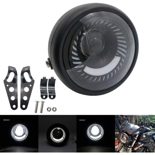 Motorcycle 6.5 Headlight LED Retro Vintage Fog High Low Beam Headlamp Daytime Running Light Bracket Cafe Racer For Harley