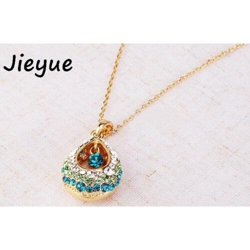 Multi-Colored Crystal Rhinestone Teardrop Shape Pendant Necklace New Fashion Charm Jewelry For Women Drop Shipping