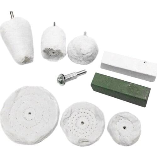 Hot 9 Pcs Plastic Polishing Wheel Kit Dome Goblet Cylinder Buffing Metal Set Cotton Cloth Compound Metal Polishing Kit