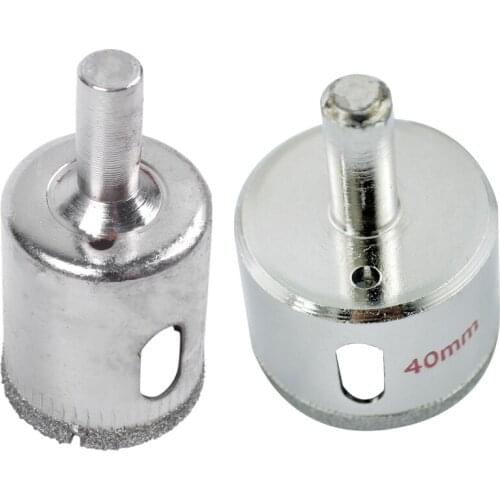 Diamond Coated Tip 40mm Glass Hole Saw Cutter Bit with 25mm Glass Ceramic Tile Hole Saw Drill Bit Cutter