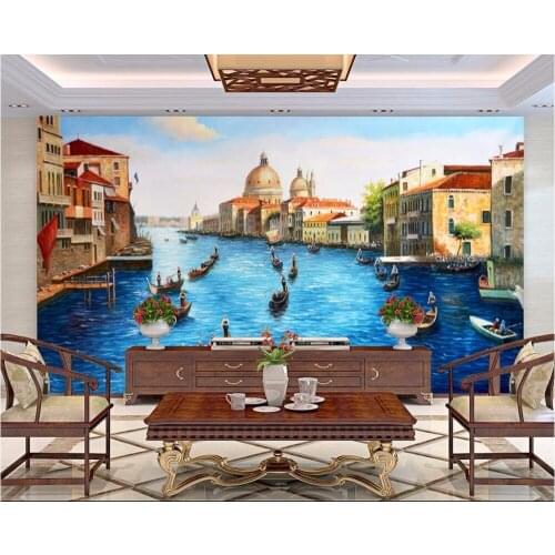 Custom mural 3d wallpaper 3D European Water city Venice room home decor painting 3d wall murals wallpaper for walls 3 d