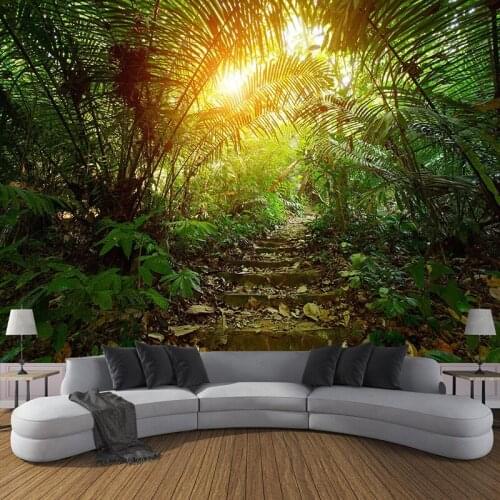Custom Wall Murals Green Forest Small Road Sunlight 3D Landscape Wall Painting Bedroom Study Room TV Background Photo Wall Paper