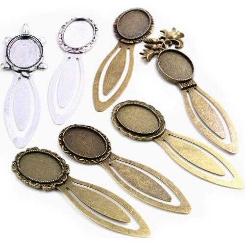 New Fashion 2pcs 18x25mm Inner Size Antique Silver Plated/Bronze Simple Style Handmade Bookmark Cabochon Base Cameo Setting