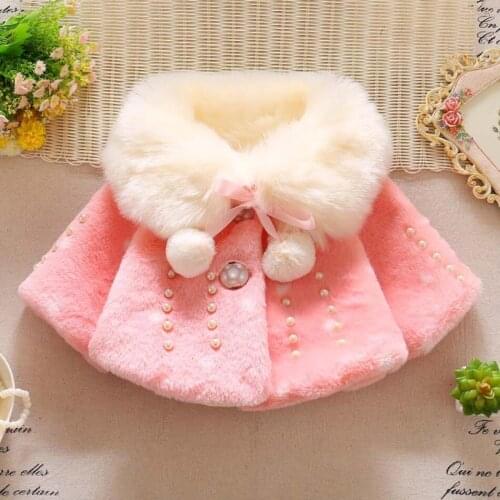 Baby Girls clothing Autumn Winter Faux fur Coats for Girls Jackets Pearl Wool Collar Kids Clothes Top children Outwear Girl