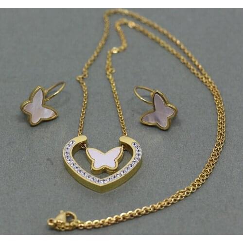 Butterfly Stainless Steel Necklace Trendy Pendant For Women Men Quality Cool Punk Party Earring pendant Jewelry ［3 packs of 3pc